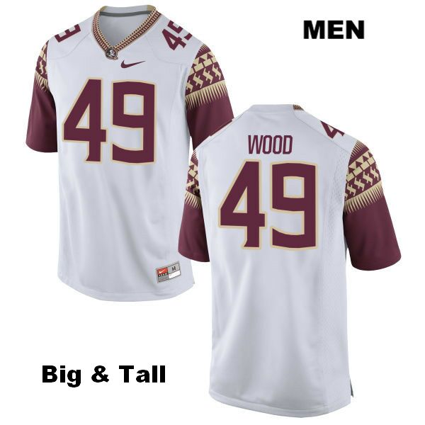 Men's NCAA Nike Florida State Seminoles #49 Cedric Wood College Big & Tall White Stitched Authentic Football Jersey KQV6769DG